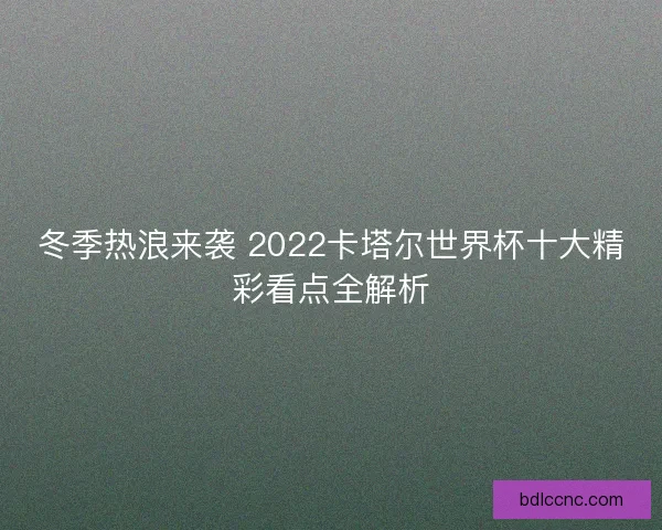 冬季热浪来袭 2022卡塔尔世界杯十大精彩看点全解析